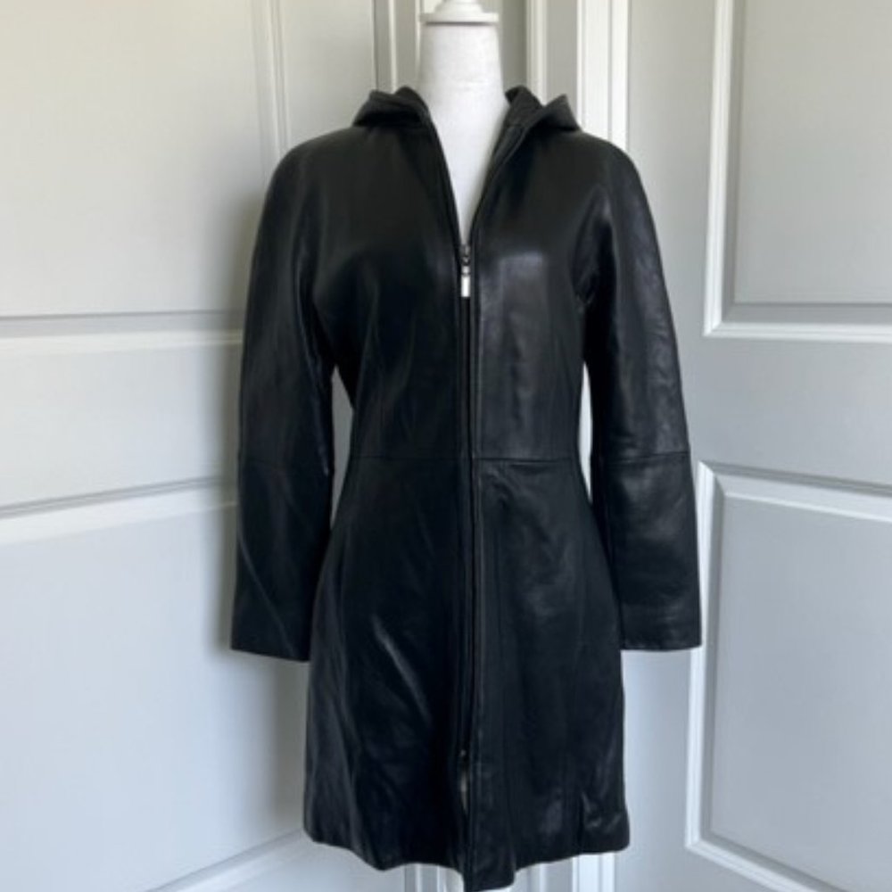 100% GENUINE LEATHER COAT BLACK SIZE SMALL